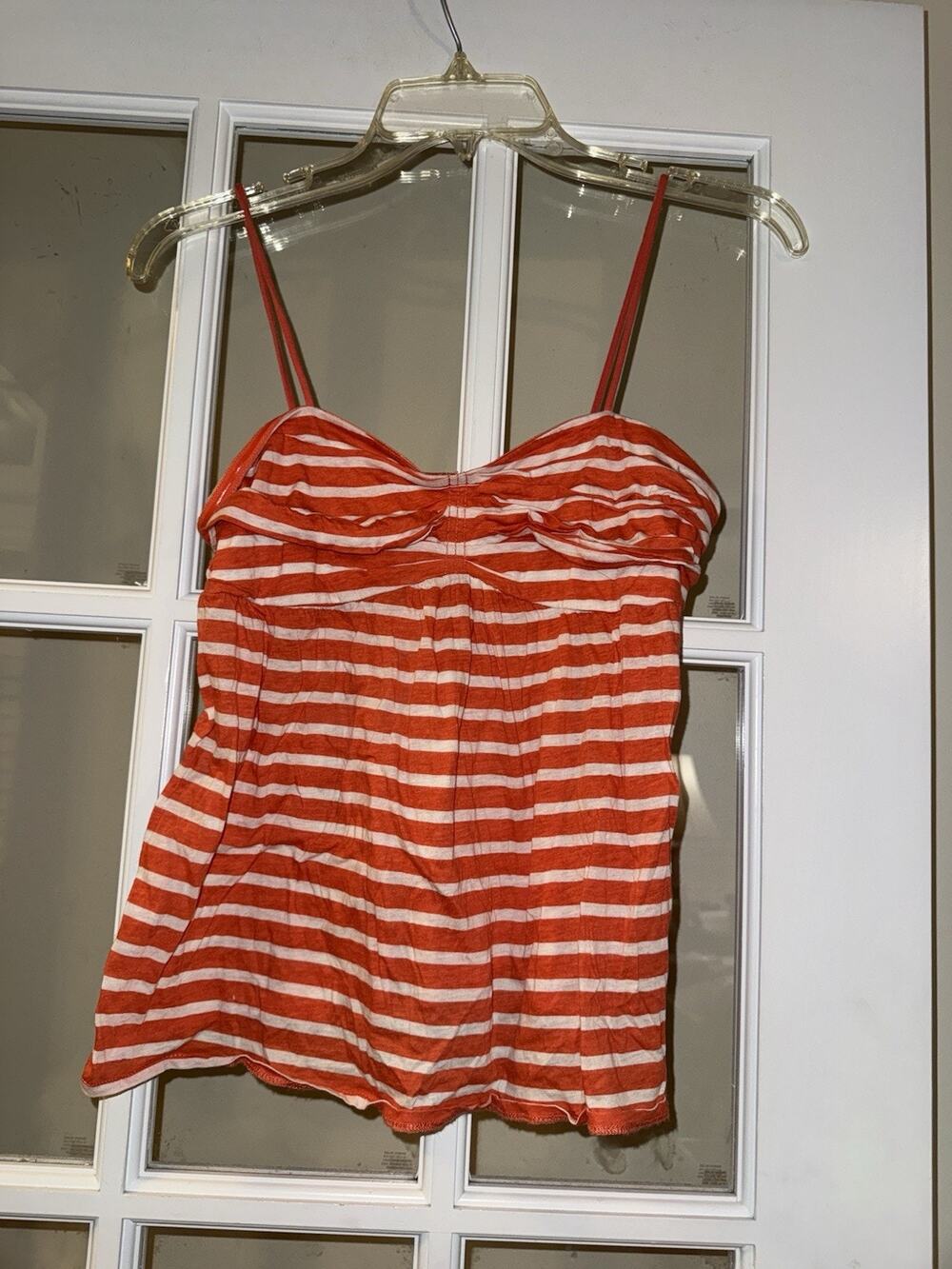 J.Crew Women’s y2k orange striped tank babydoll strappy preppy small bohemian